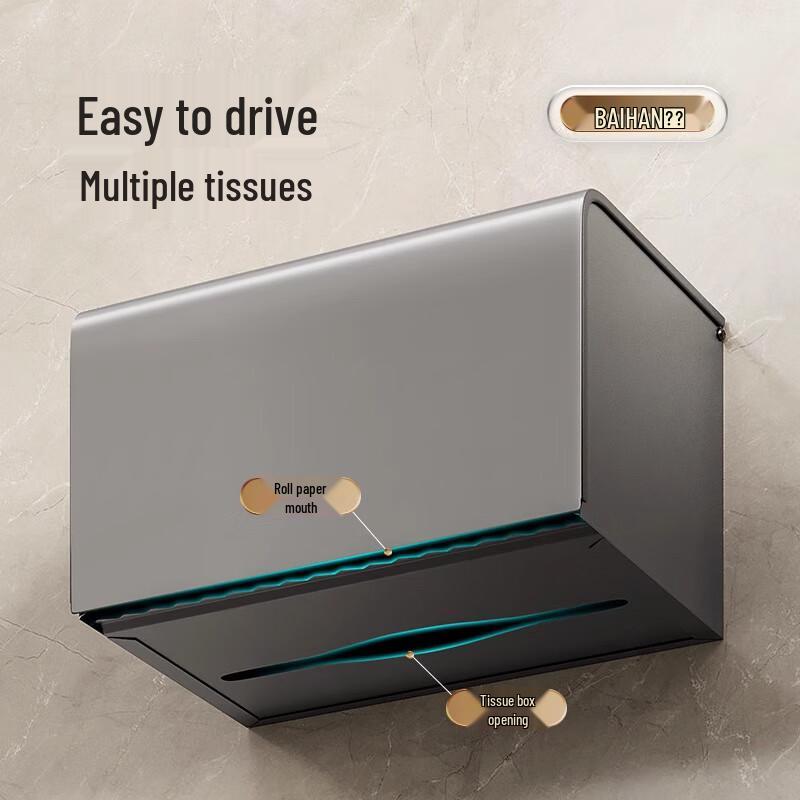 Aluminum Wall-Mounted Bathroom Tissue Dispenser with Storage Shelf