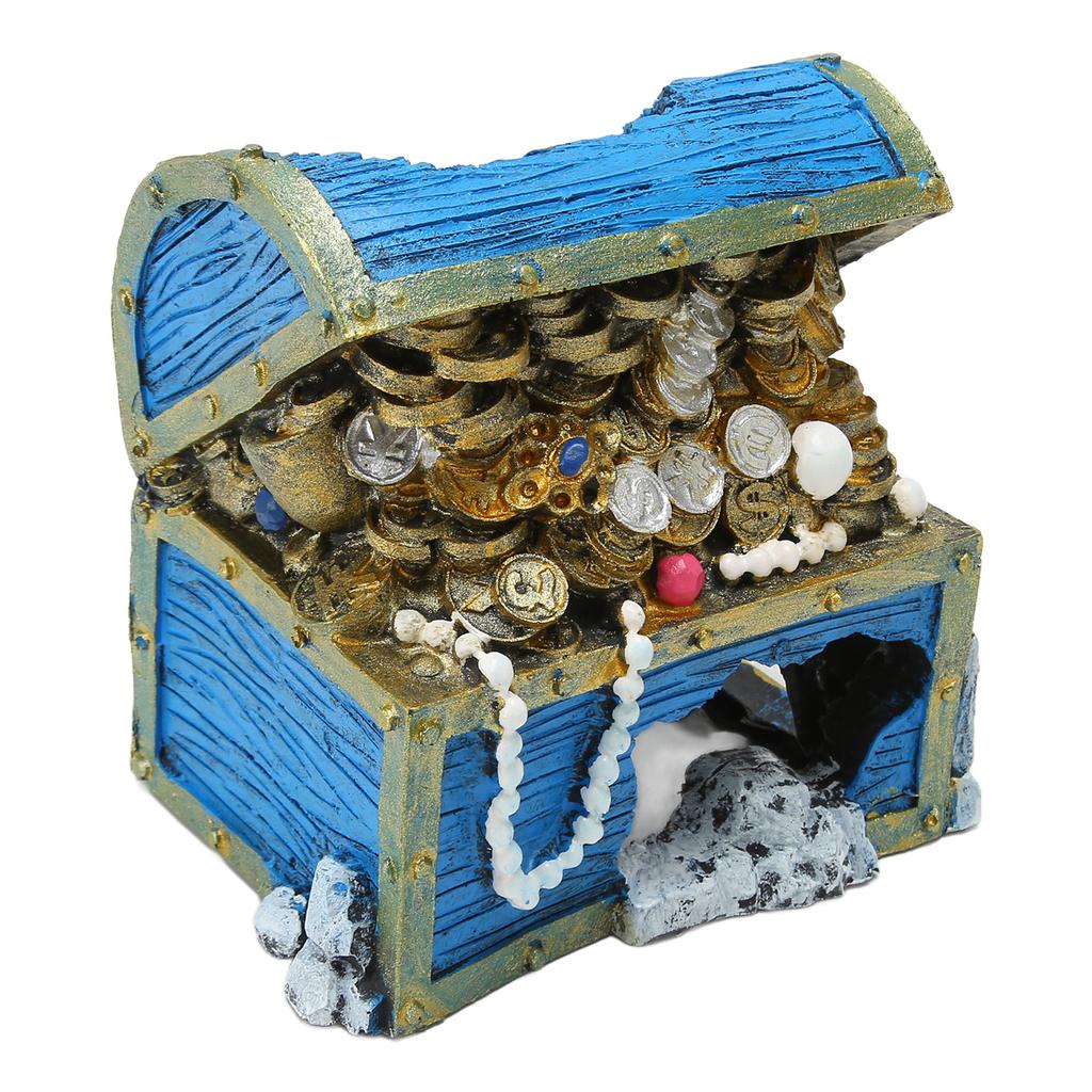 Aquarium Treasure Chest Ornament Resin Treasure Chest Box Hideaway for Fish Tank Landscape