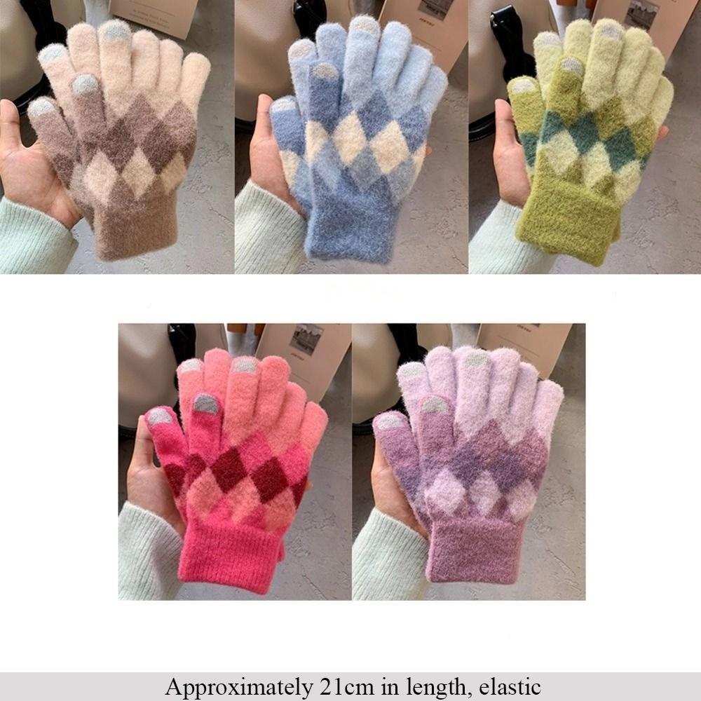 New Keep Warm Knitted Glove Windproof Touch Screen Winter Cycling Glove Cold Proof Full Finger Mittens Female