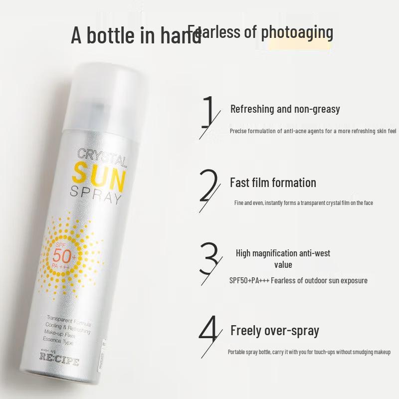 Korean Crystal Sunscreen Spray 180ml - Refreshing, Waterproof, Sweatproof, Colorless, Odorless, UV Protection, Perfect for Travel & Outdoor Use. Crystal 150ml