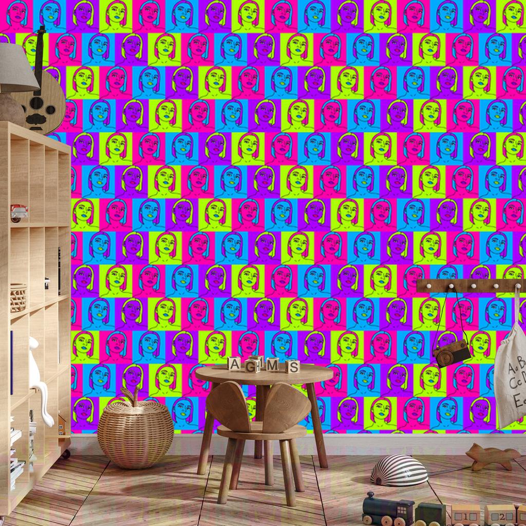 Pop art portraits wallpaper for living room and bedroom 50x1000