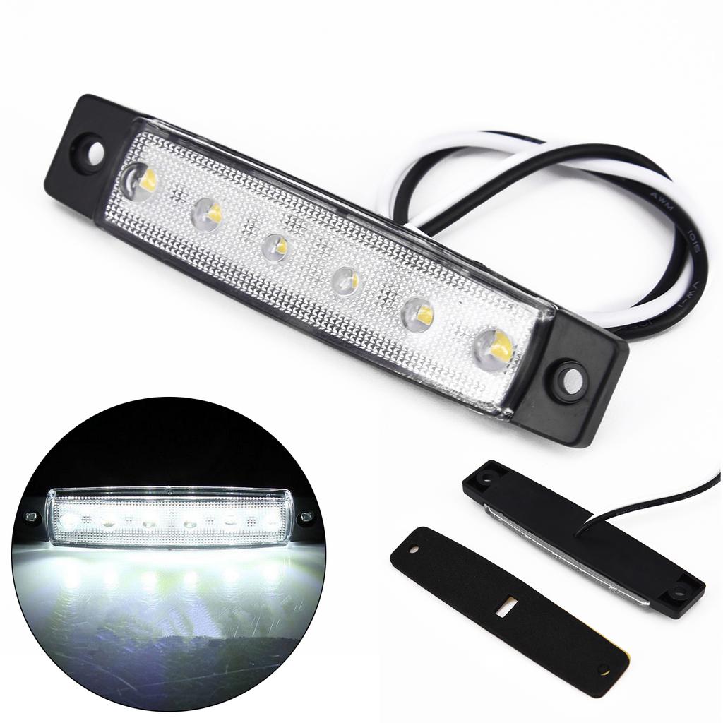 1pcs 12V 6LED Side Marker Light Trailer Truck Boat BUS Indicator RV Lamp White