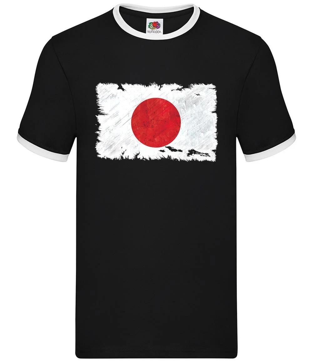 Japan Grunge Style Flag - Mens Ringer - Japanese Flags Country Travel XL