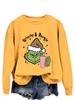 Women's Fashionable Leopard Print Christmas Sweatshirt with Grinchy Hat Design
