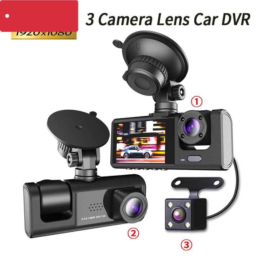 

3 Channel Car DVR HD 1080P 3-Lens Inside Vehicle Dash CamThree Way Camera DVRs Recorder Video Registrator Dashcam Camcorder