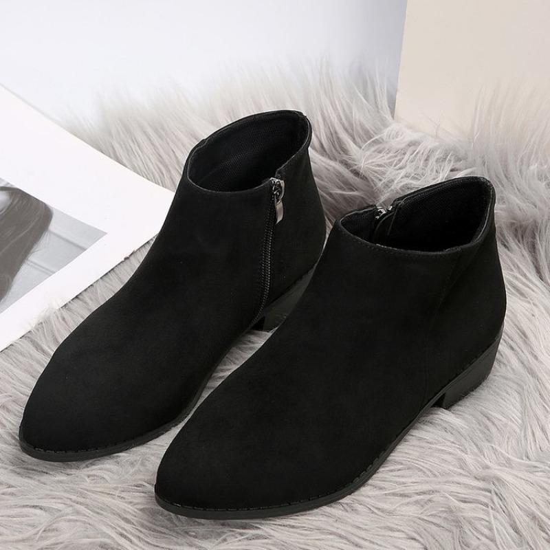 

Жіночі замшеві черевики-челсі на блискавці з середнім блоковим підбором, гостроносі короткі черевики в стилі Мартінс 43 чорний