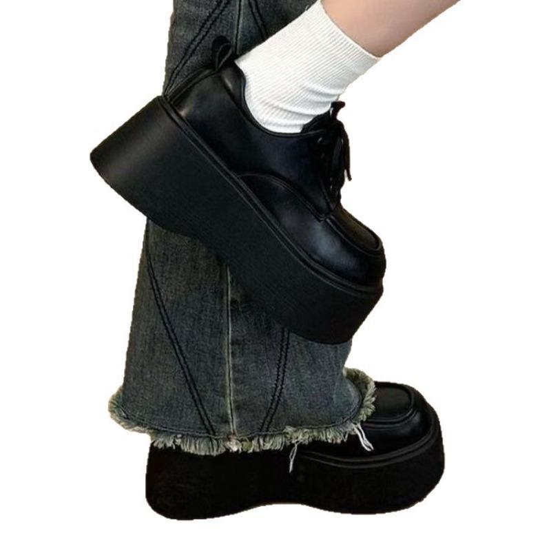 High-heel Platform Leather Shoes - New Single Shoes with Thick Soles - Vintage-style Women's Shoes