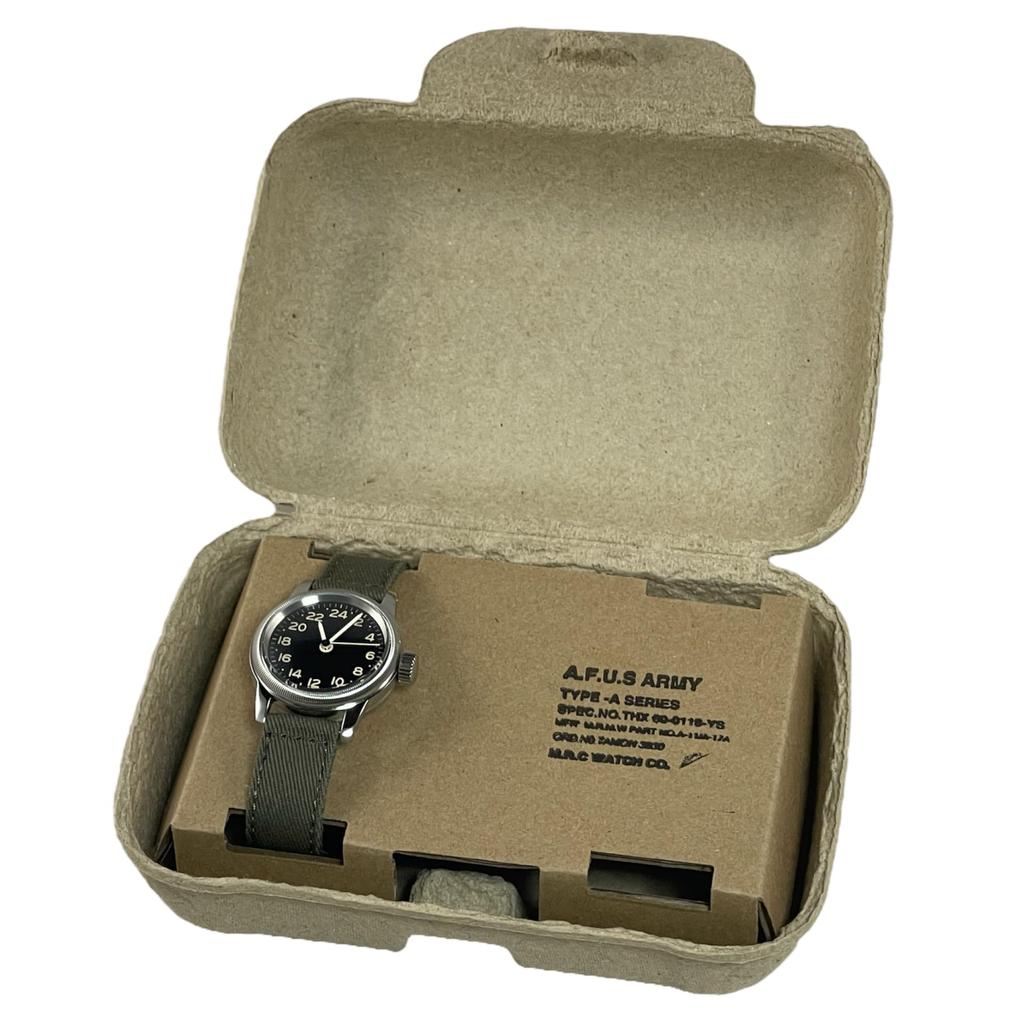 Military Type Black Green Cloth Strap M.R.M.W. Men's Watch, A-11, 24H, Dial,