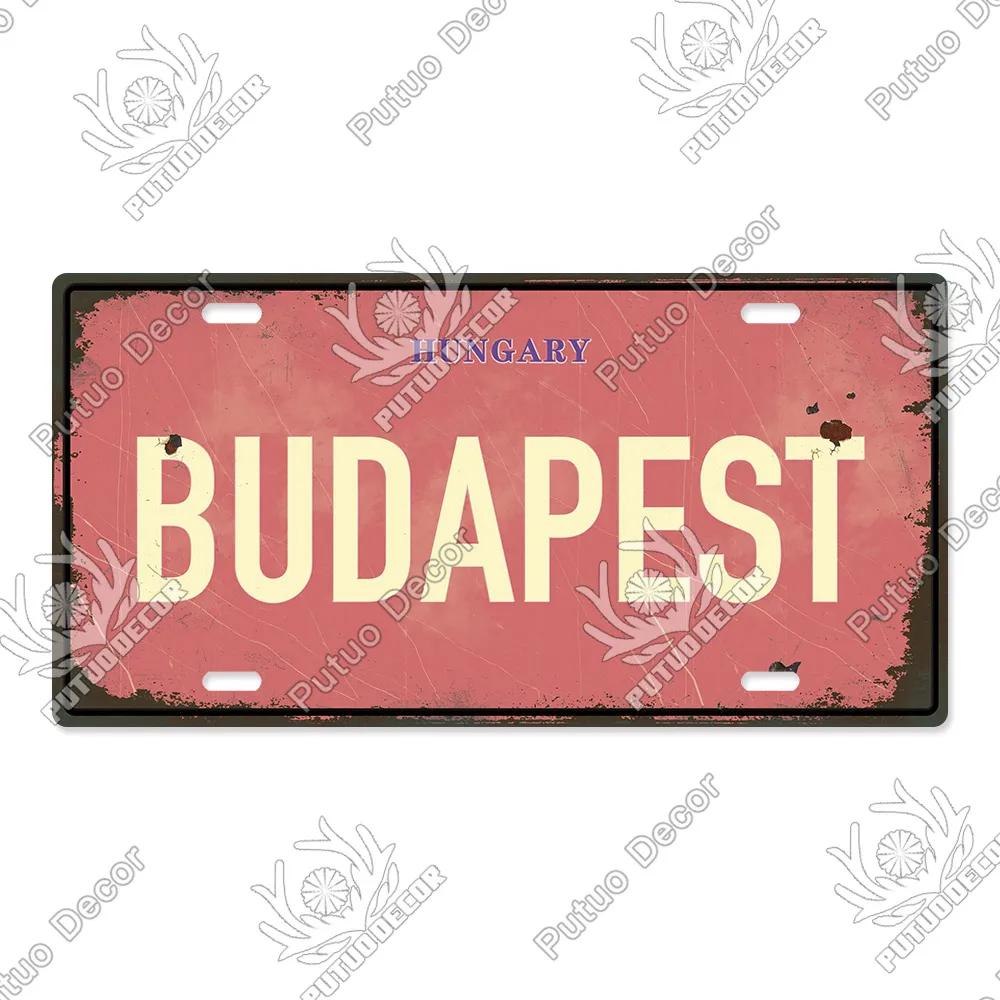 Putuo Decor Stadt Metallschild Plakette Metall Vintage Kennzeichen Blechschild Wanddeko für Man Cave Pub Bar Dekoration