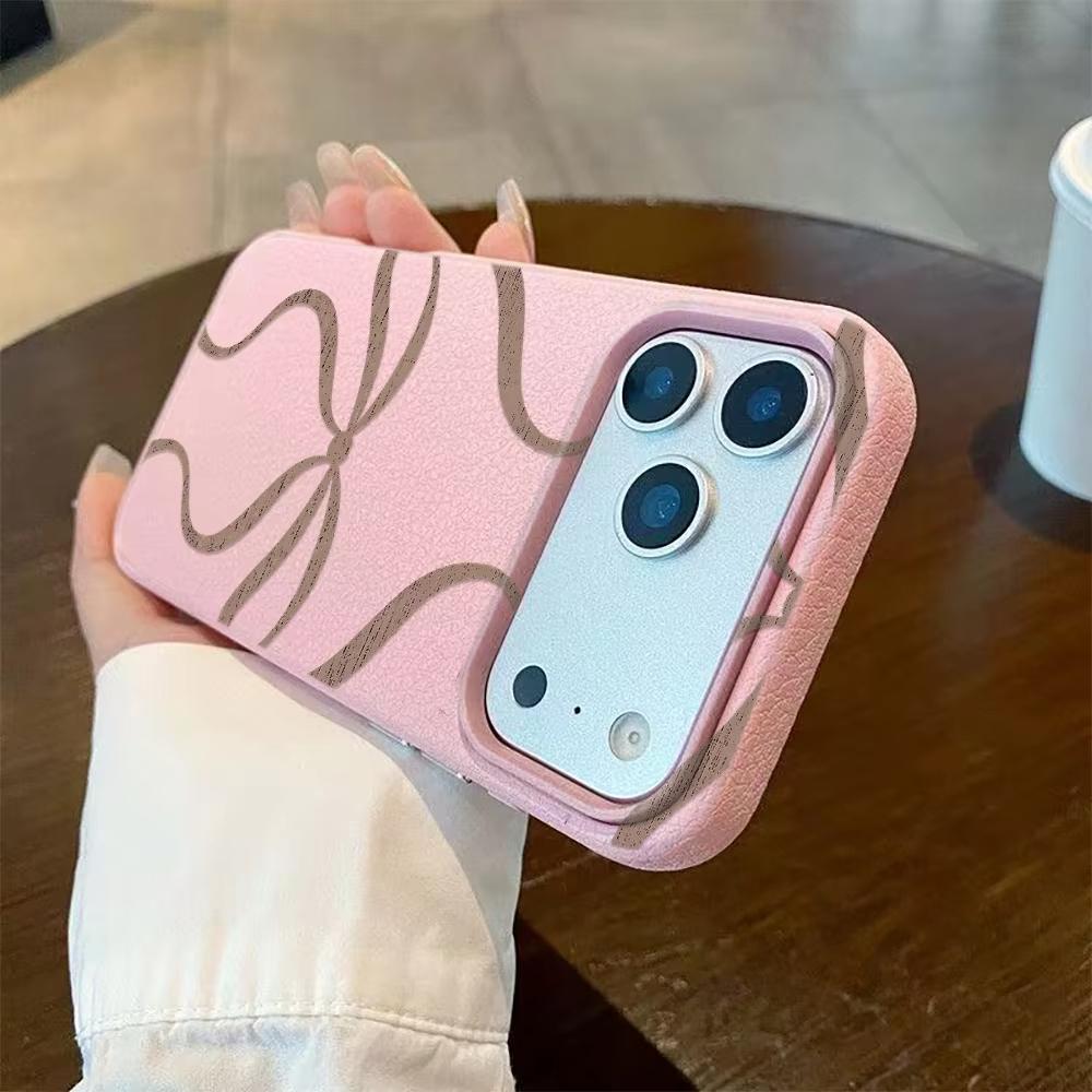 Brown Bow Fashion Ins Pattern Phone Case For iPhone 17 Pro Max 11 12 13 14 15 16 Pro 17 Air 15 14 Plus X XS XR Soft Cover