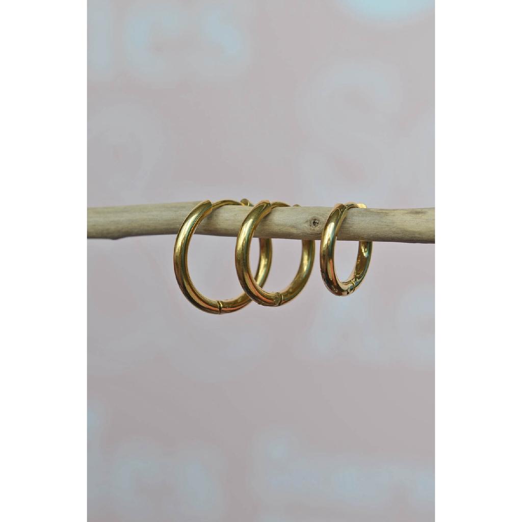 Set di orecchini a cerchio in acciaio, 3 pezzi, colore oro