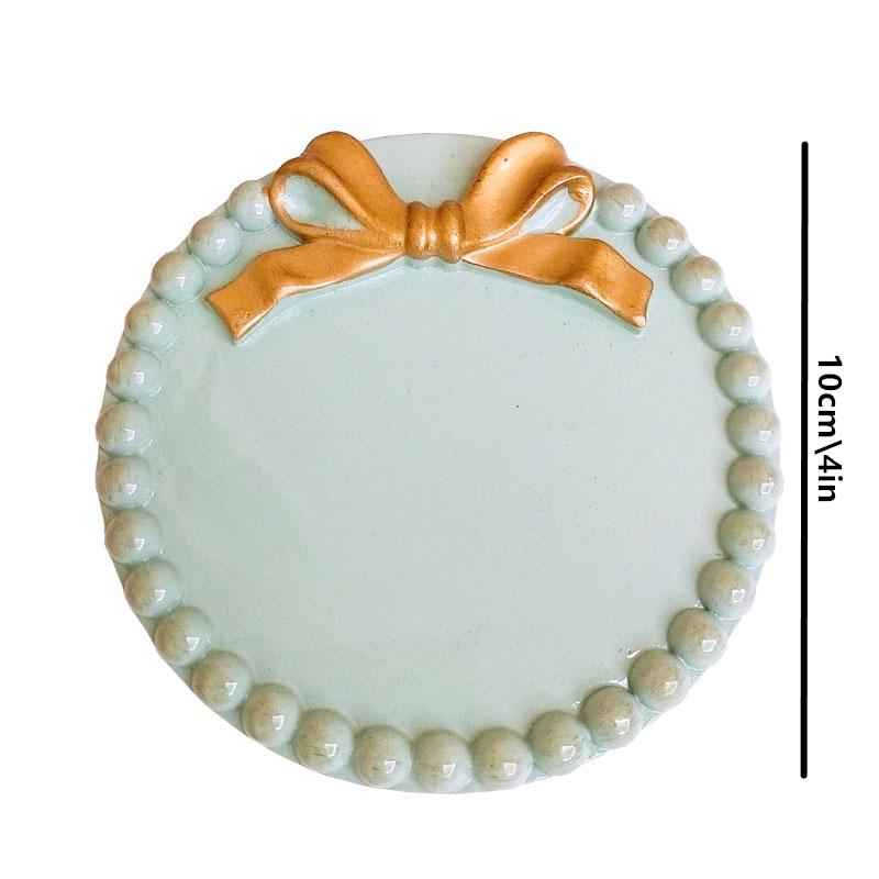Retro Multicolour Fans You Super Cute Bowknot Small Tray Round Square Jewelry Plate Set   Decoration