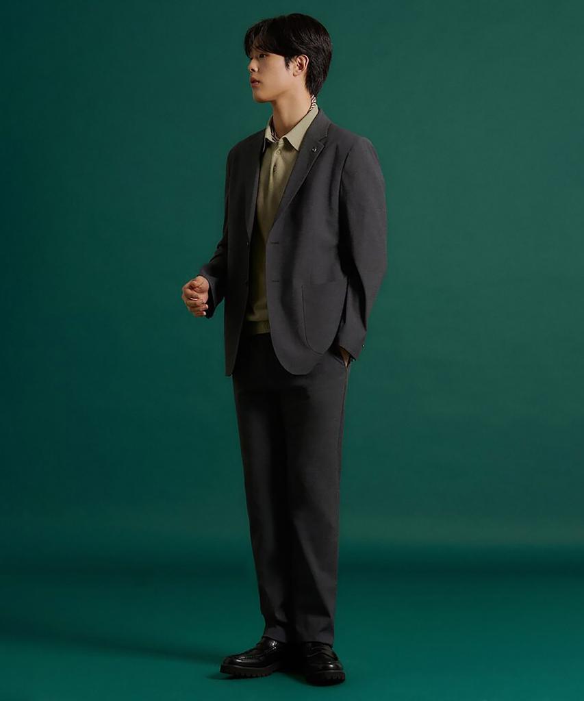 Binpolmen Seersucker Pattern Set-Up Standard Fit Pants Ash