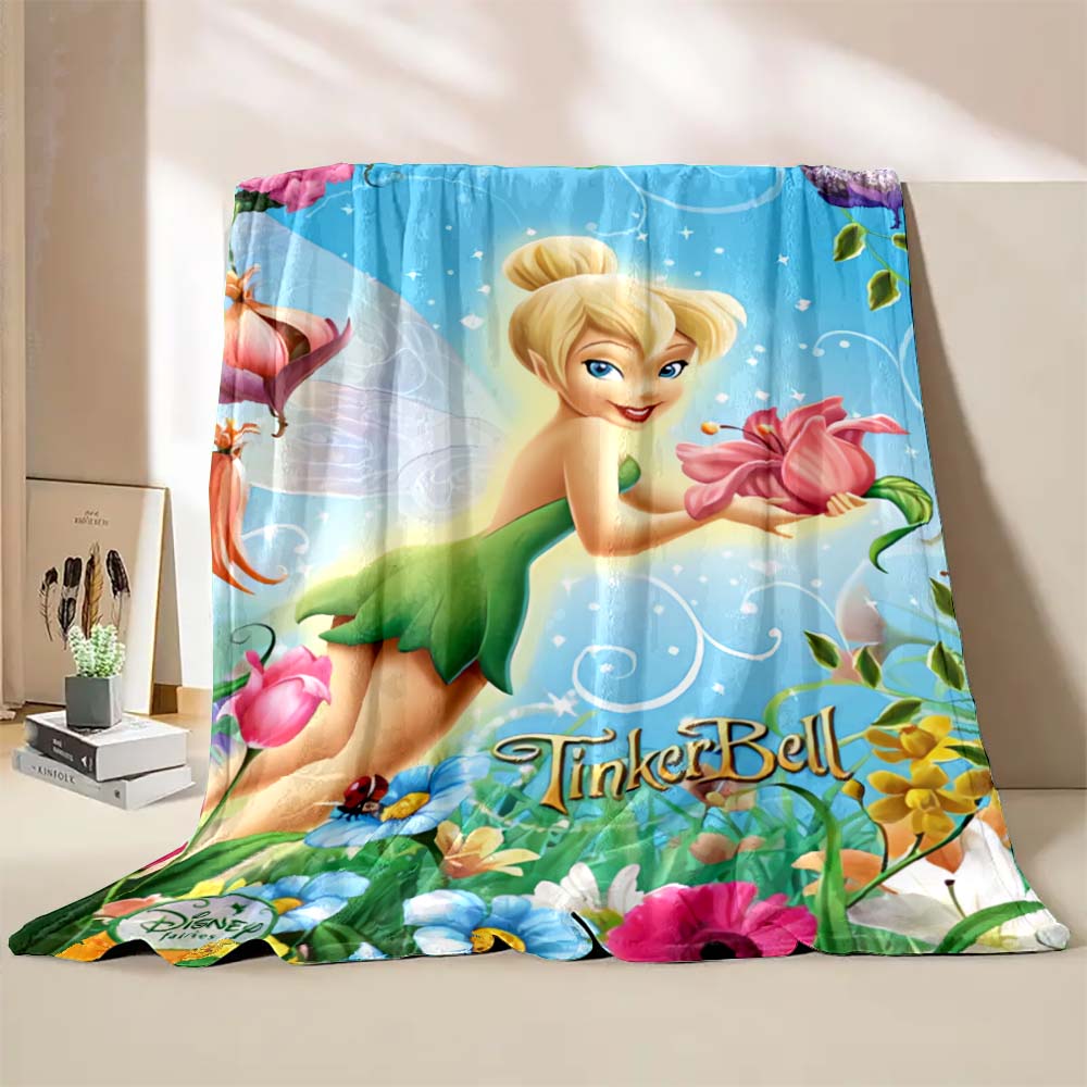 Multi-Style Tinker Bell Cartoon Print Blanket Super Warm Fluffy Bedroom Living Room Sofa Study Office Four Seasons Blanket Gift