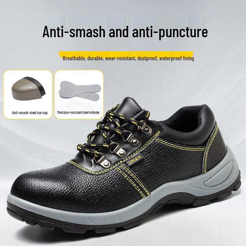 Unisex Steel Toe Cap Waterproof Anti-Slip Work Shoes for Construction - Anti-Smash, Anti-Puncture, Wear-Resistant 188 Black Injection Bottom Anti-Smash Anti-Stab;41