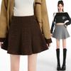 Women's High Waist Woolen Sequined Mini Skirt - Autumn/Winter Slim Fit, Fluffy Pleated, Petite A-Line, Anti-Exposure