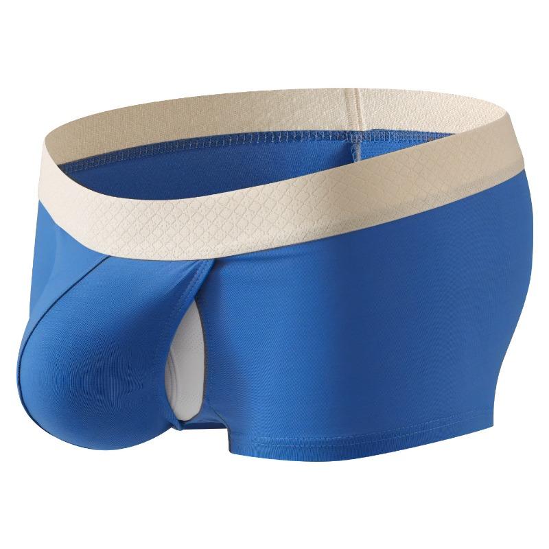 Sexy Men'S Boxers Bullet Separation Pouch Underwear Thin Breathable Open Side Panties High Elastic Summer Bikini Slip Homme