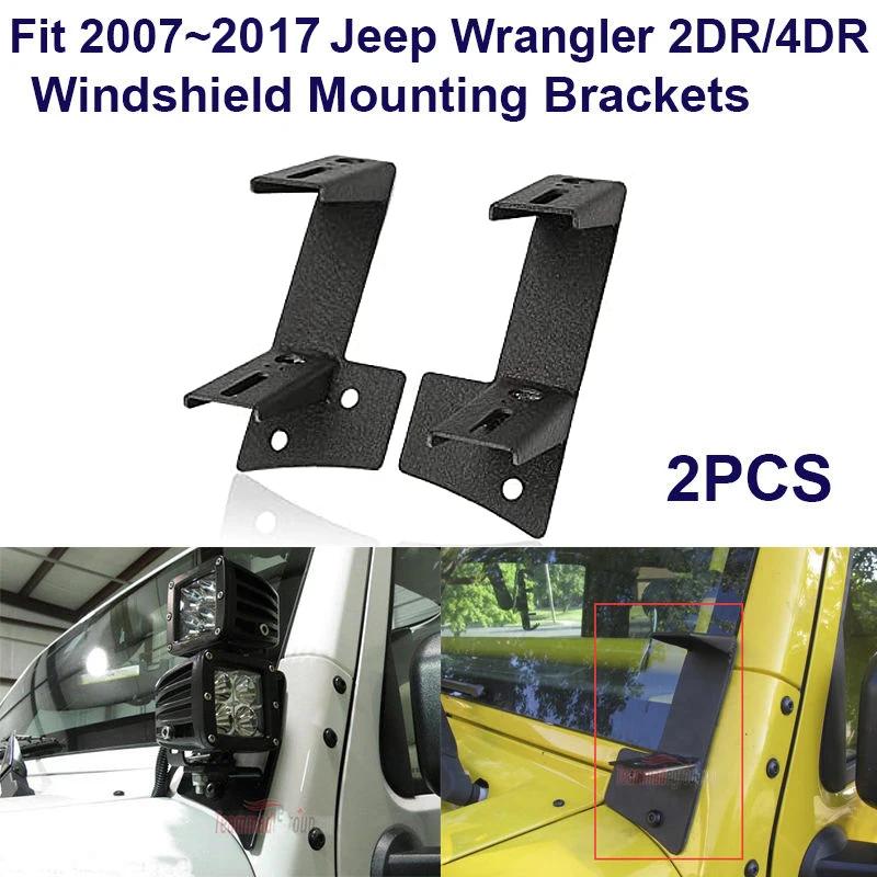 Double-layer Work Light Bracket Dual A-Pillar Light Brackets Dual Lower LED Work Light Mounts Kit for 07-17 Jeep Wrangler JK/JKU