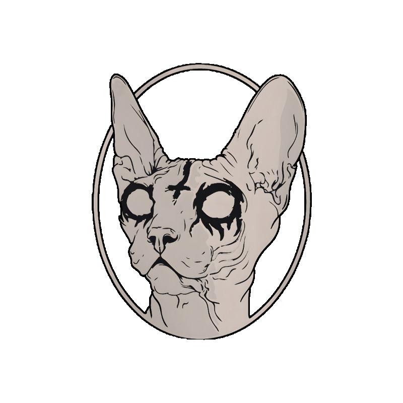 Black T Shirt with Sphynx Cat Skull Print for Casual Wear