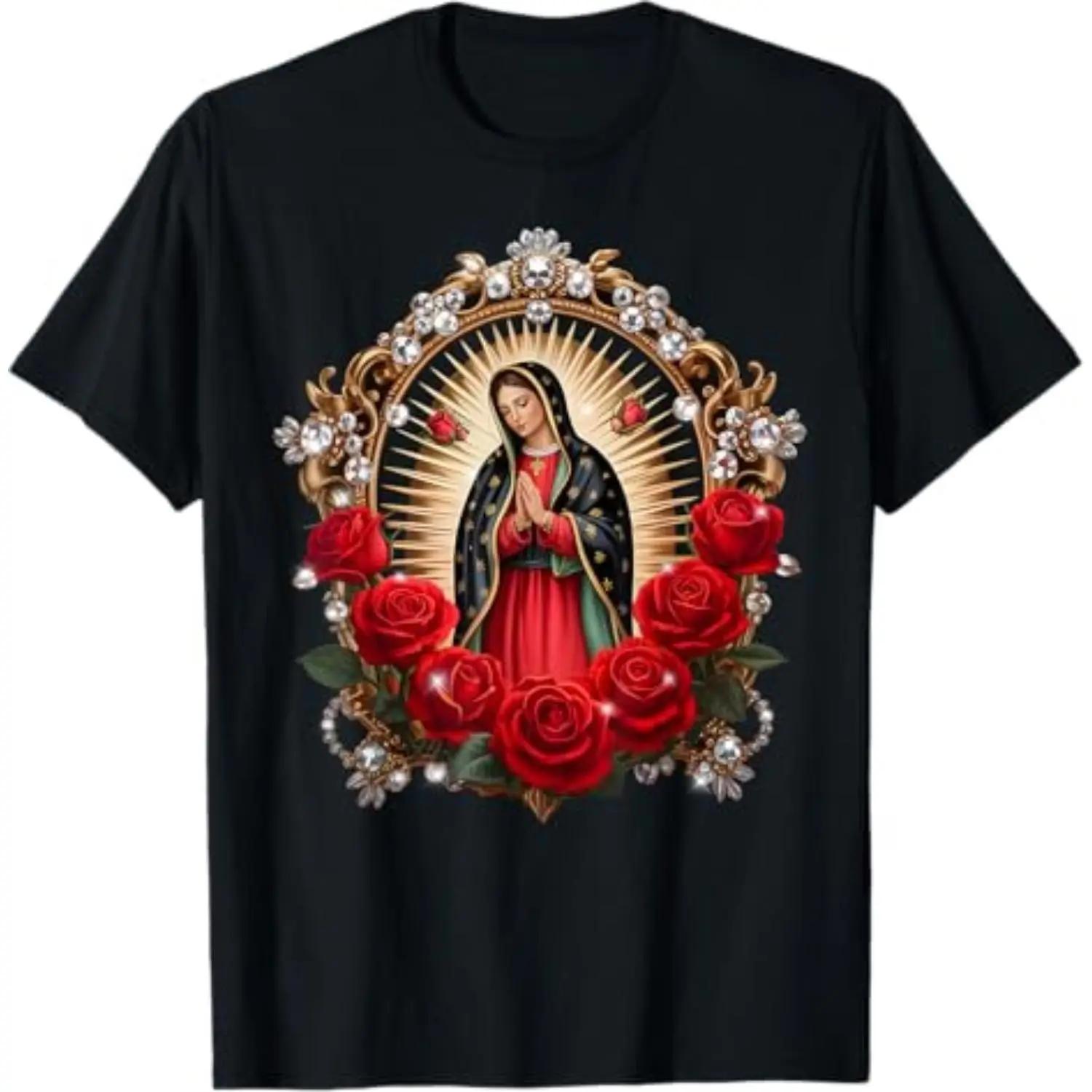 Our Lady Guadalupe Saint Virgin Mary in Roses Flowers T-Shirt S