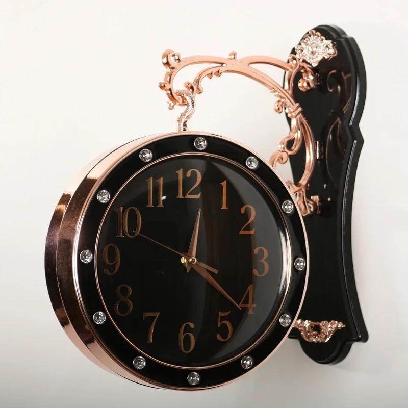 

Minimalist Wall Clock Living Room Creative Double Face Clocks Mechanism Silent Modern Wall Art Bedroom Watches Interior Decor чорний
