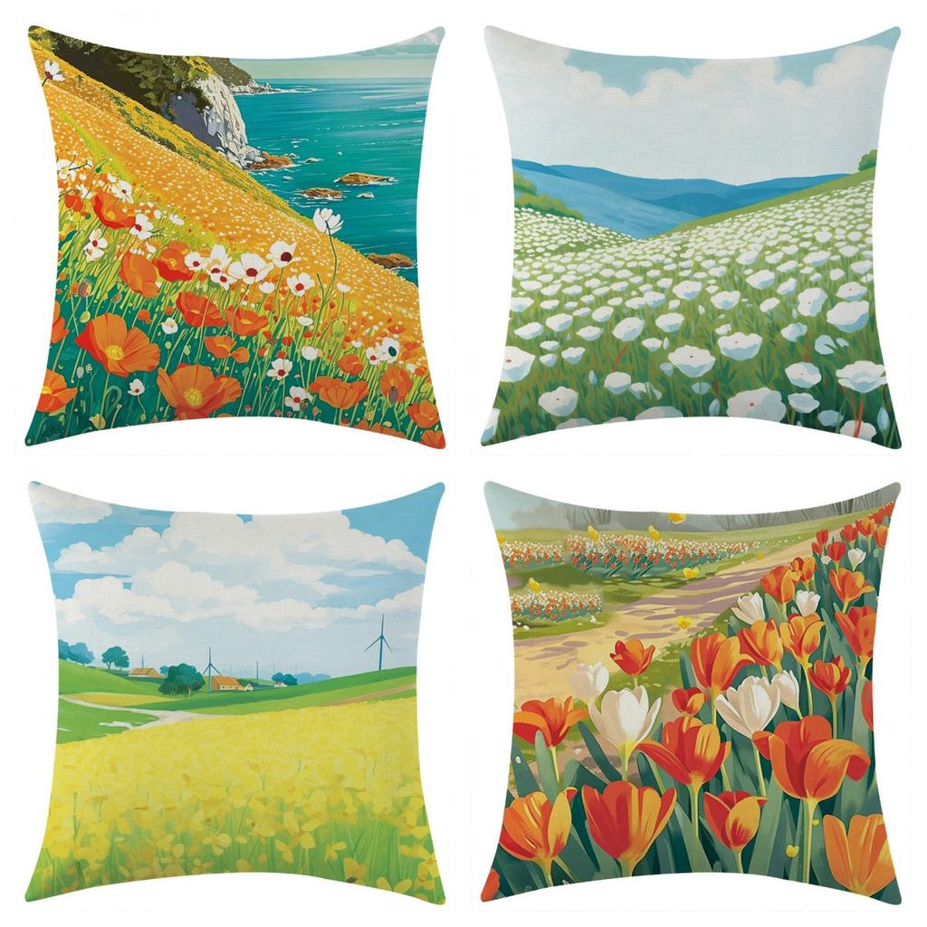 Neue Küstenlandschaft Leinen Druck Kissenbezug Auto Sofa Lendenkissen Kissen