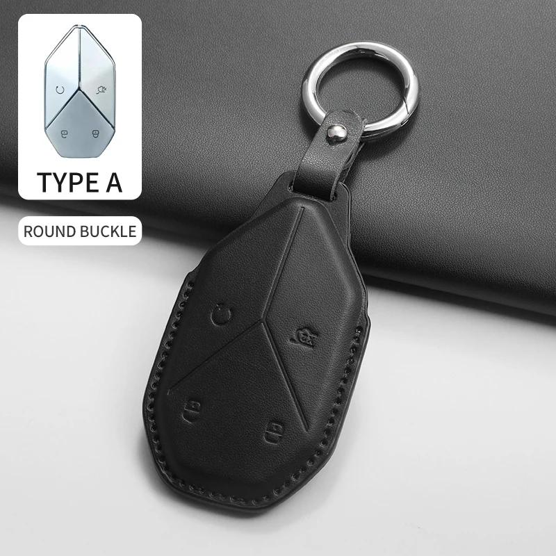 PU Leather Car Key Case Cover For BYD Formula Leopard SUPER 5 SUPER 8 SUPER 39 Car Keychain Protective Cover