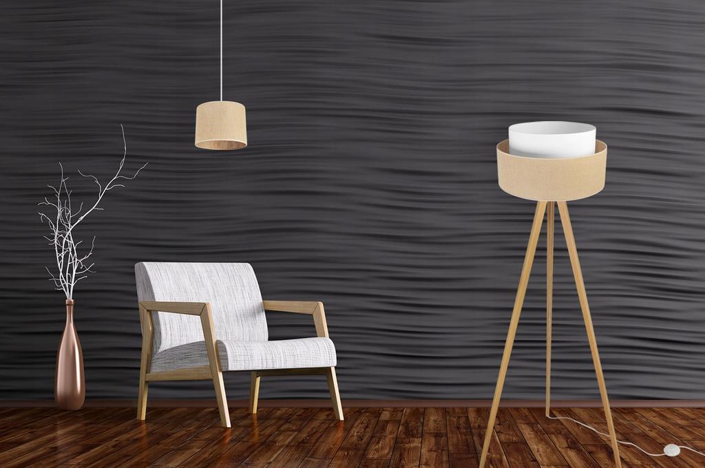 FLOOR LAMP TRIPOD WOODEN LAMPSHADE 45CM CAKE