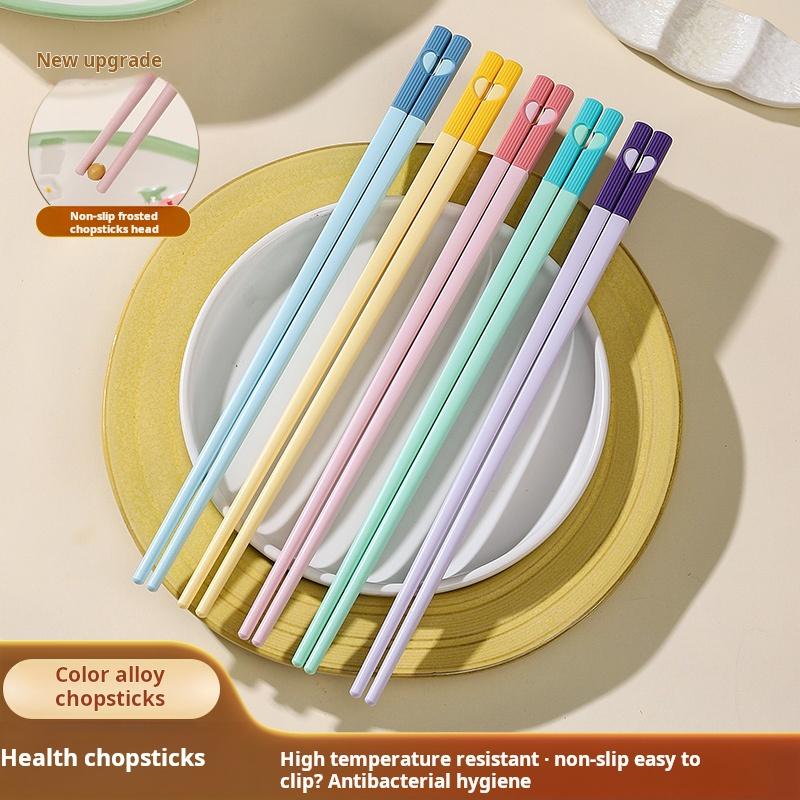 5 Pairs Colorful Fiberglass Chopsticks, Dishwasher Safe Chopstick, Reusable Non-slip Chop Sticks Japanese Chinese Fiberglass