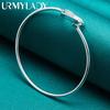 925 Sterling Silver Slät Runda Hjärta Armband Armband För Kvinnor Bröllop Förlovning Mode Charm Smycken