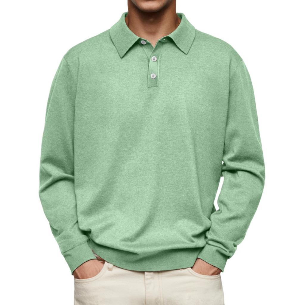 Bestseller for New styles Men's Casual Long Sleeve V-neck Polo Shirt Down Button Top Autumn Leisure