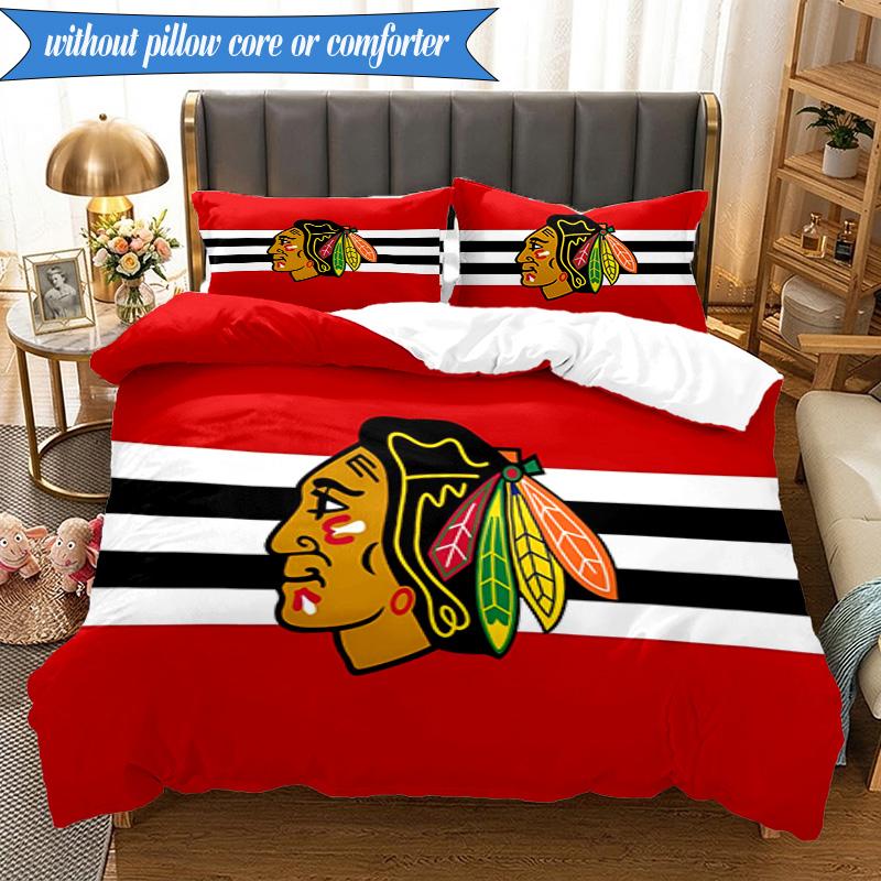 3PCS Blackhawks Printed Bedding Set For Bedroom dormitory,  Includes 1 Duvet Cover & 2 Pillowcases for All Seasons Home Decor Fan gifts