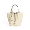Sac pour femme en cuir véritable Sac panier de légumes Sac à main à la mode, Sac seau motif litchi Sac pour femme