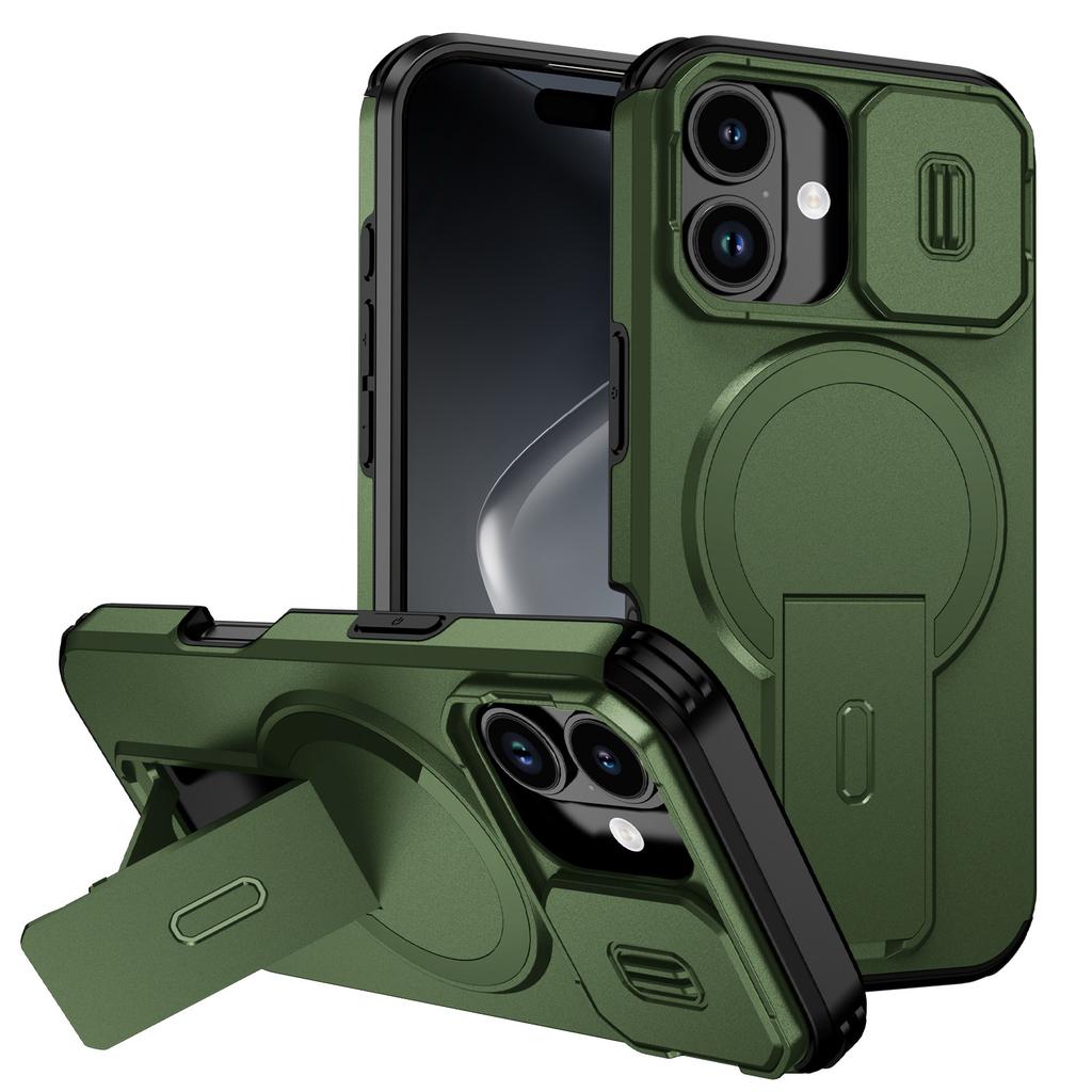 For iPhone 17 Case Kickstand Camera Slider PC + TPU Phone Cover Compatible with MagSafe