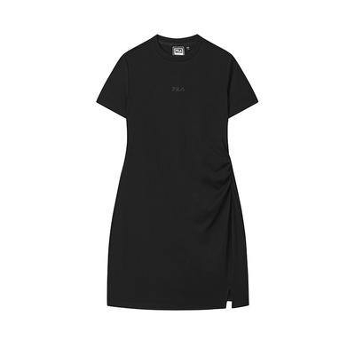 Original Split Goddess Dress Fashion Casual Simple Slim Short Sleeve Dress Women Dresses Black F51W529313F-BK