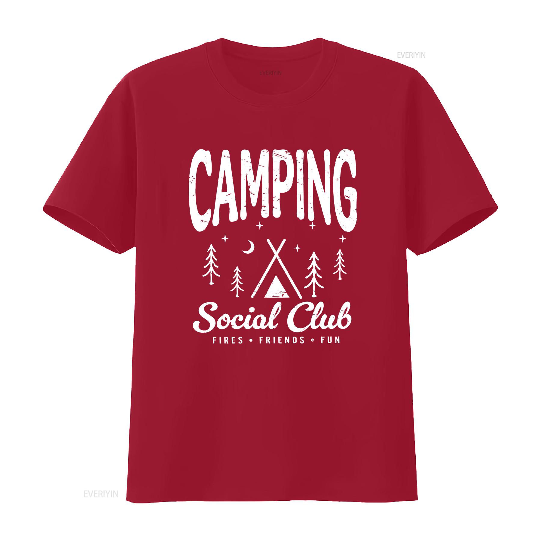 Fires Friends Fun Camping Social Club T Shirt Adventure Camp Life Vacation Family Group vintage Washed Comfortable Casual S