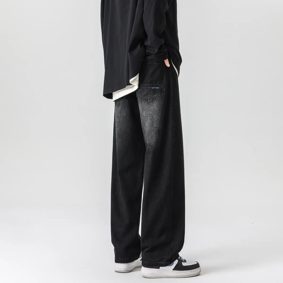 

Мужские джинсы мешковатого кроя в корейском стиле, уличная одежда, классические, на все случаи жизни, однотонные, прямые, джинсовые брюки широкого кроя 4XL