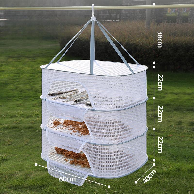 1/2/3 Layer Hanging Mesh Drying Basket U-shaped Zipper Design Food Fish Clothes Hanging Drying Net Outdoor Foldable Hanging Mesh Dryer