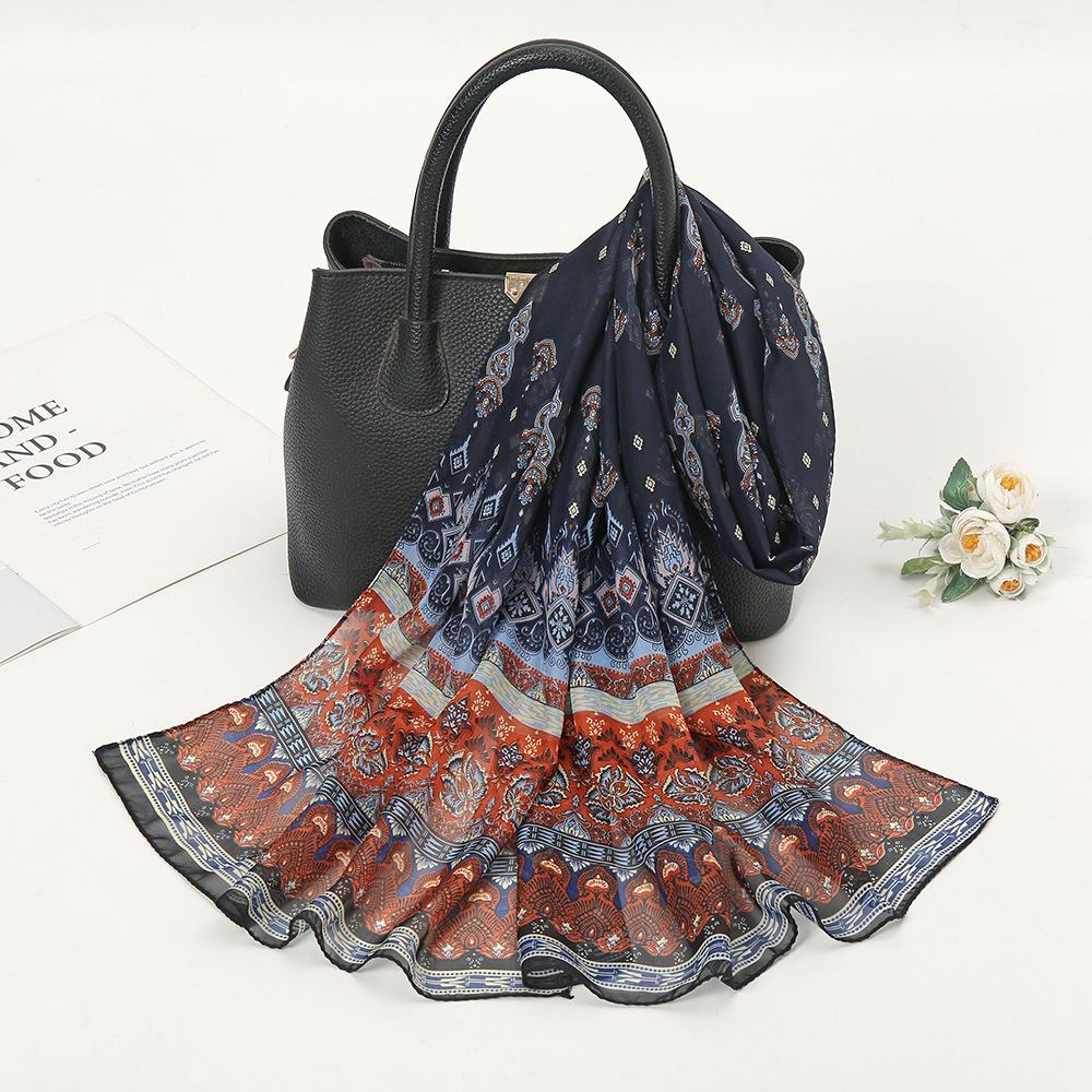 1Pc Muslim Chiffon Hijab Scarf For Women Summer Print Thin Scarves Soft Shawl Foulard Viscose Autumn Female Sunscreen Wrap Shawl