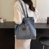 Korean version of casual washed denim bag women's 2025 new fashion canvas pocket literary shoulder bag tote bag