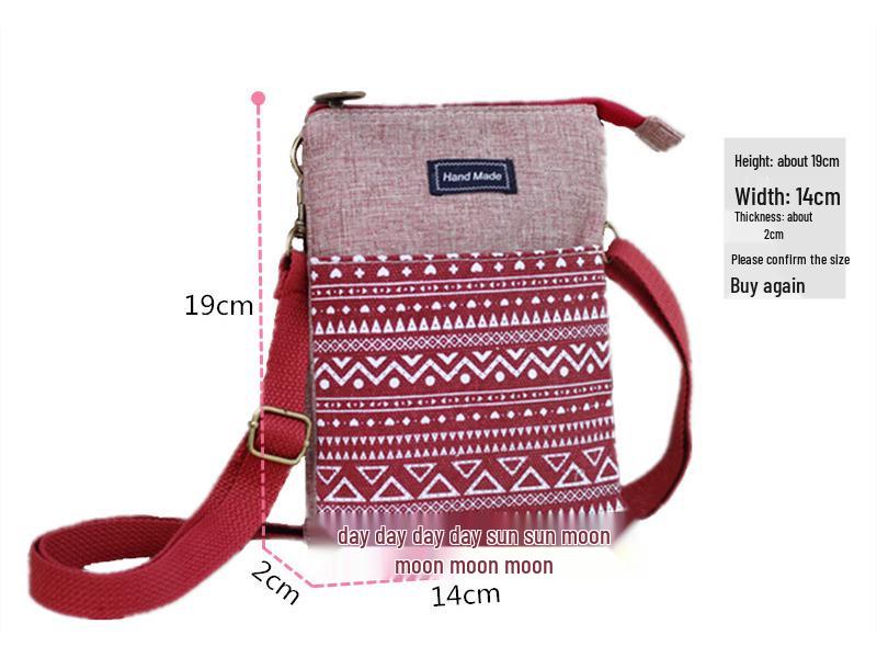 Ethnic White Pattern 5-Layer Crossbody Fabric Bag: Multi-Compartment Fashion Bag for Phone and Makeup, Perfect for Women and Students.