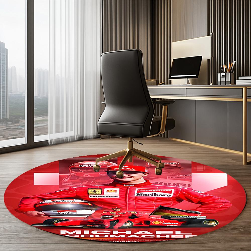 Michael Schumacher Printed Round Rug Carpet Chair Rug Area Rug Entryway Doormats,for Office Chair Living Room Bedroom Kitchen Room.