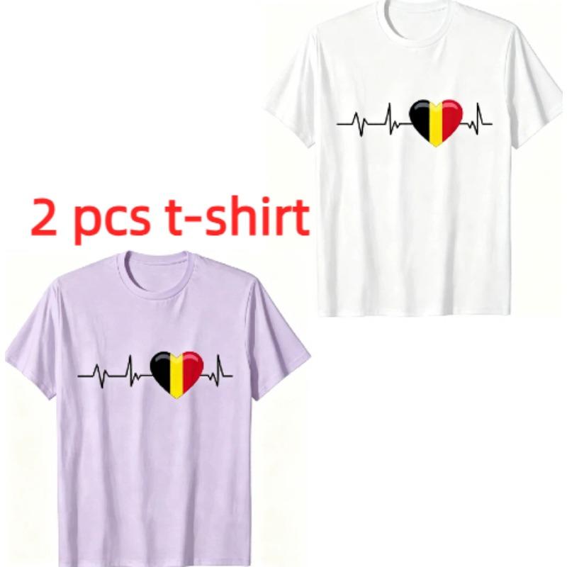 Fun I Love Belgium Pattern Print Kids T-shirt Summer Girls Boys Casual Fashion Tops Kids O-Neck Short Sleeve T-shirt Clothing