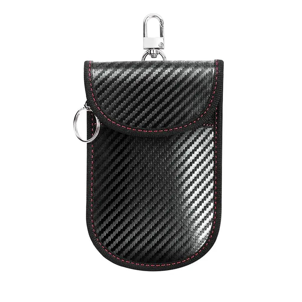 Carbon Fiber Blocking Car Key Bag Anti-Theft Signal Magnetic Case, Shielding Anti-Scan Key Protector Holder 1PCS B0Q4