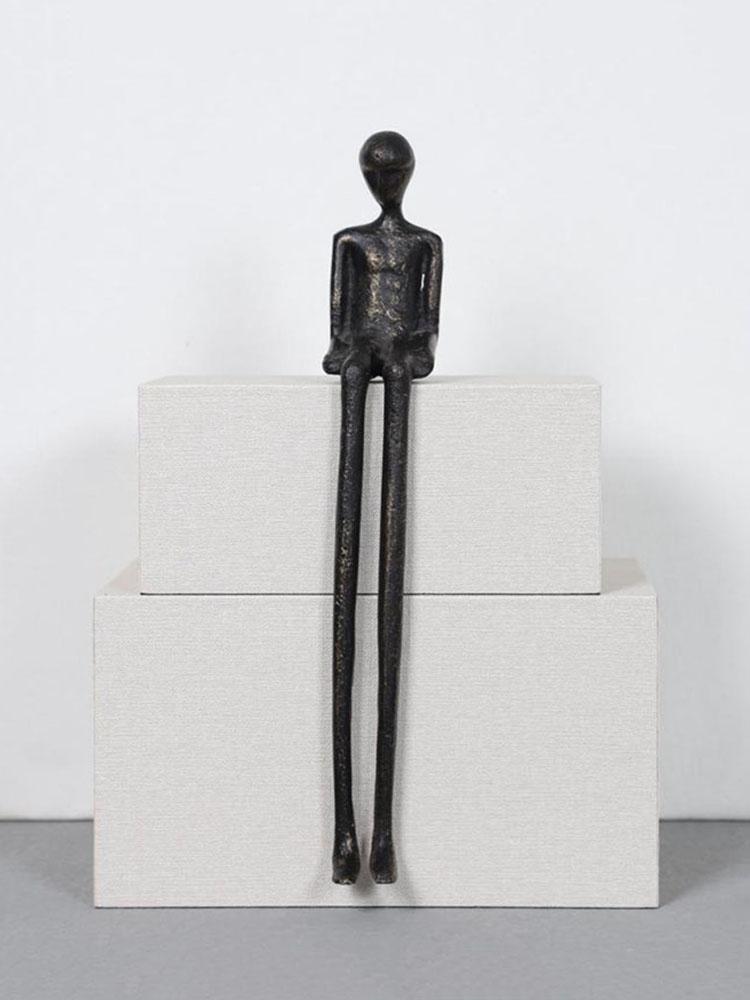 Kreativ Svart Karakter Metallstatue Skrivebordsdekorasjon Pynt Håndverk Moderne Hjemmeinnredning Abstrakt Figur Kunstverk Skulptur