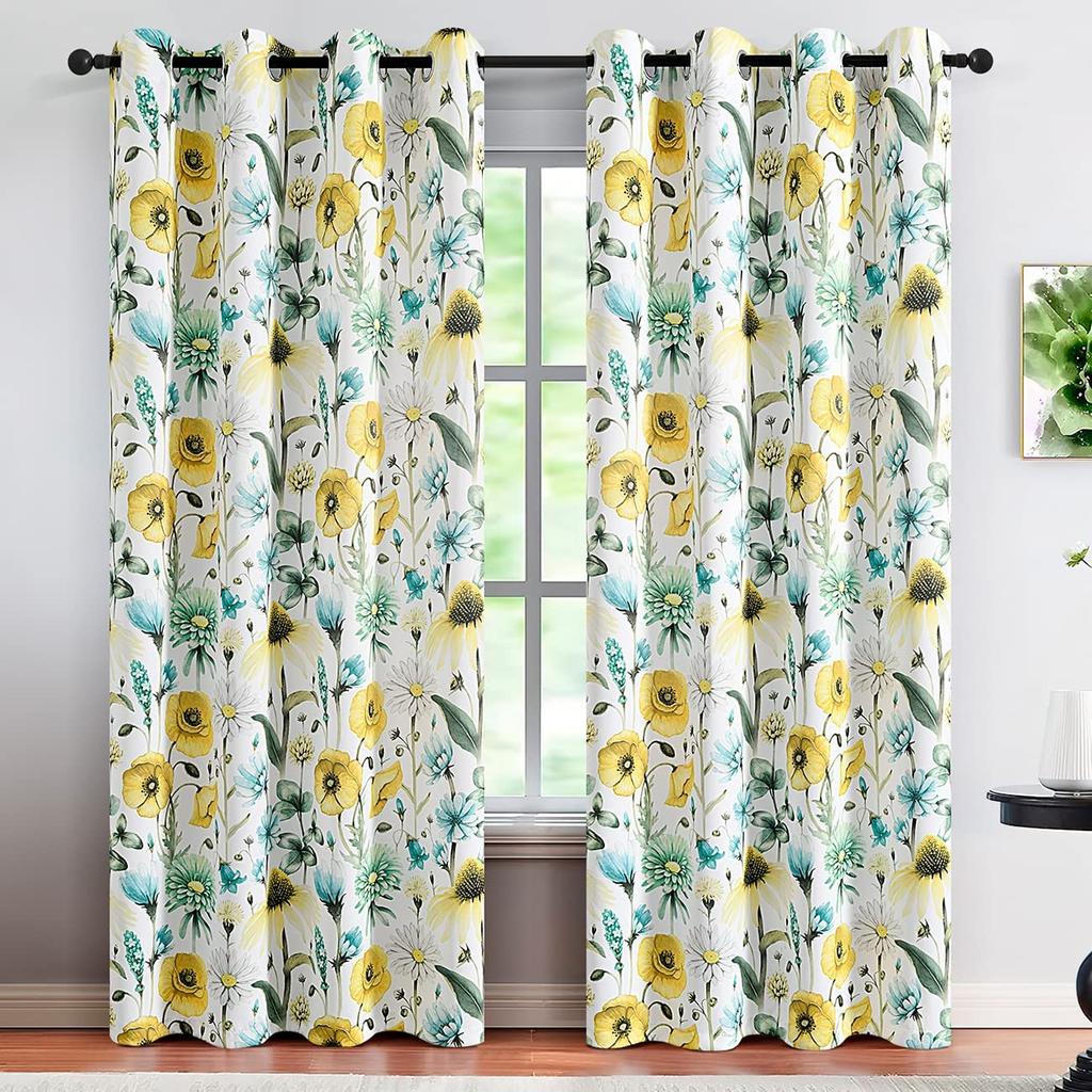 Blumen-Fenstervorhang, elegante Vorhänge mit Blumenmuster, für Schlafzimmer, Wohnzimmer, Küche, Dekor, Vorhänge mit hoher Schattierung (70 %-90 %)Drapieren