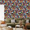 Wallpaper Small Flowers Blue and Red for Living Room and Bedroom 50x1000