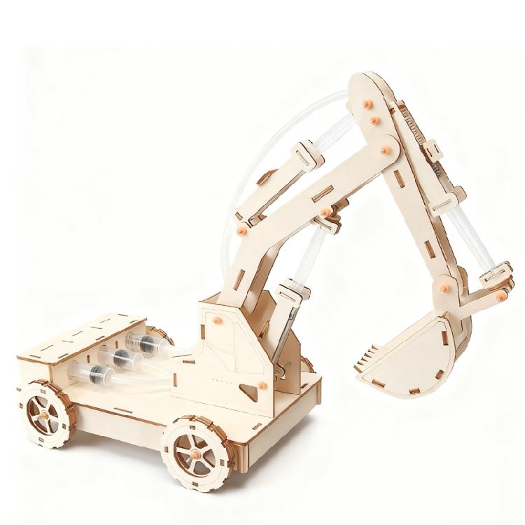 Wooden Hydraulic Machine Building Set Hands On Assembly Wooden Excavator Model for Students School Experiment