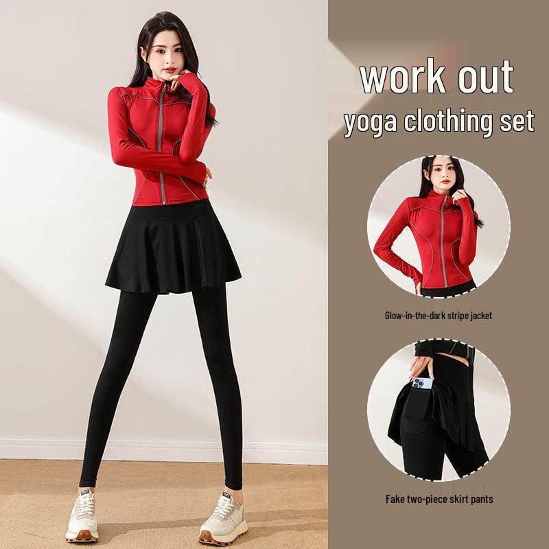 Damen 2024 High-End Lauf- & Yoga-Outfit: Modisches Rock- und Hosen-Set für Outdoor-Fitness