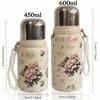 Vintage Floral Vacuum Thermos Bottle 450/600ML Insulated Water Bottle Thermal Cup  Travel Camping